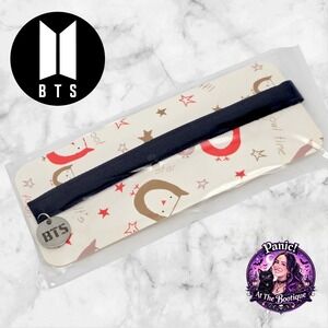 BTS Ribbon Choker Necklace Black Silver Logo Charm K-Pop ARMY Fan Merch Concert
